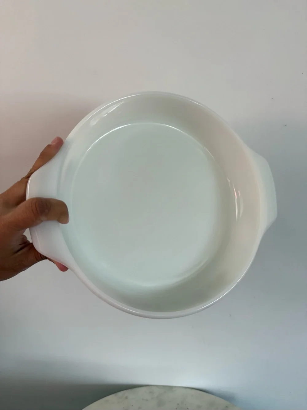 VINTAGE ANCHOR HOCKING Round CASSEROLE DISH Natures Bounty PATTERN 9in USA
